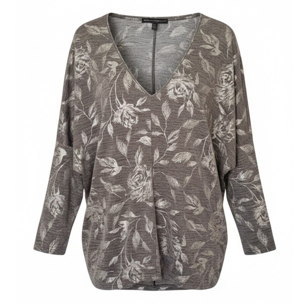White House Black Market Tunic Top Size M Floral Jetsetter Dolman Sleeve Floral